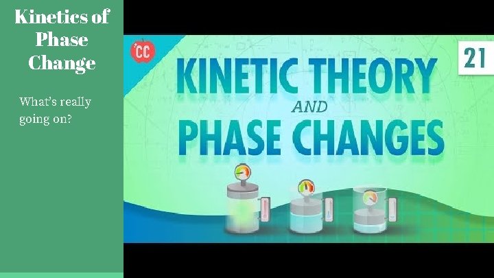 Kinetics of Phase Change What’s really going on? 