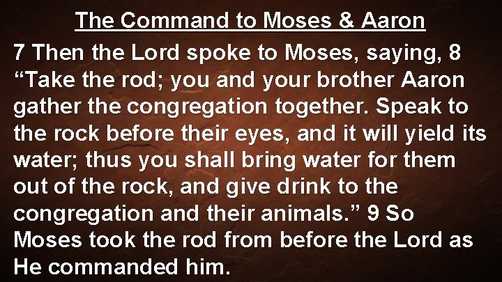 The Command to Moses & Aaron 7 Then the Lord spoke to Moses, saying,