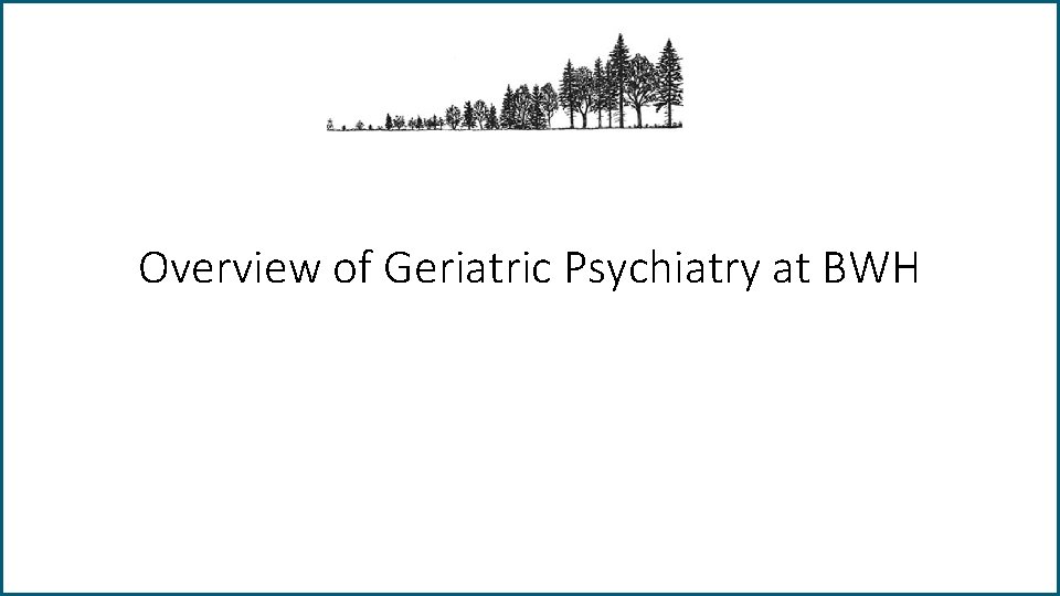 Overview of Geriatric Psychiatry at BWH 