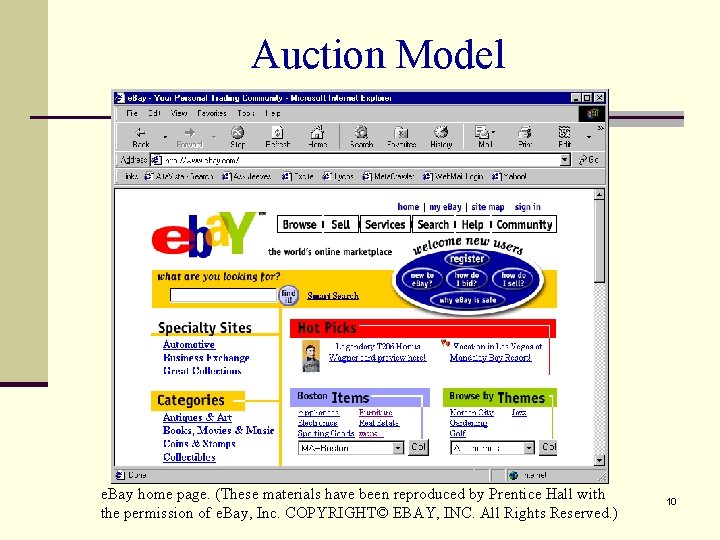 Auction Model e. Bay home page. (These materials have been reproduced by Prentice Hall