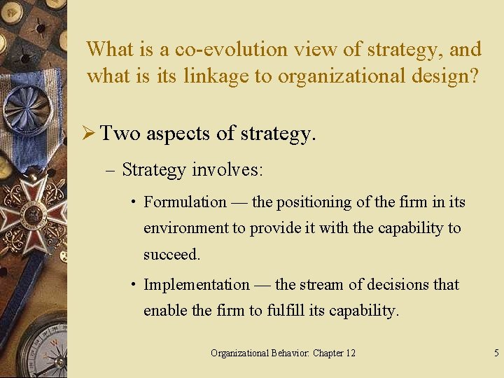 What is a co-evolution view of strategy, and what is its linkage to organizational