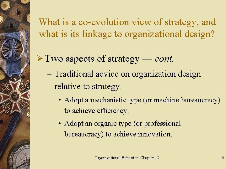 What is a co-evolution view of strategy, and what is its linkage to organizational