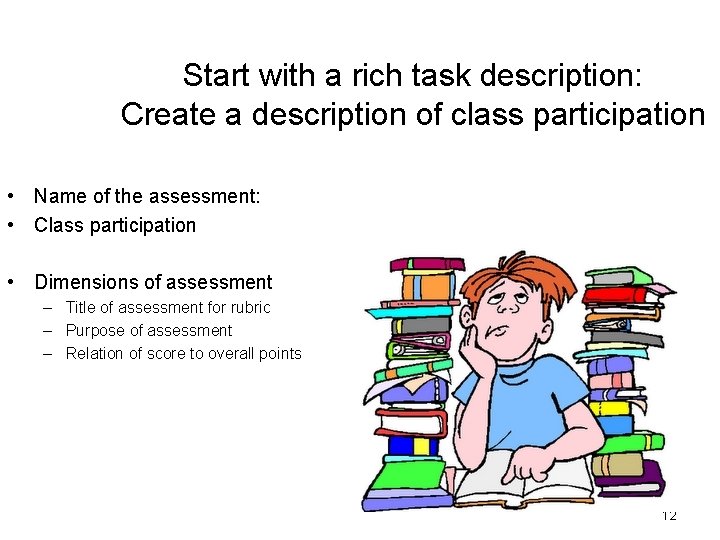 Start with a rich task description: Create a description of class participation • Name