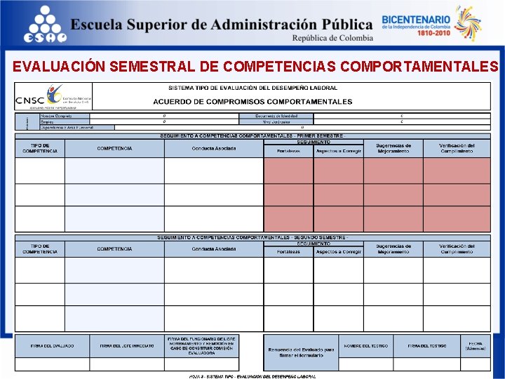 EVALUACIÓN SEMESTRAL DE COMPETENCIAS COMPORTAMENTALES 