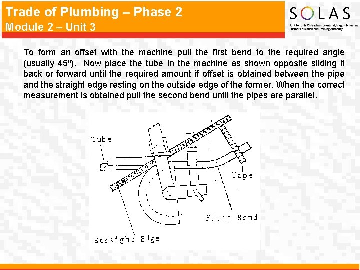 Trade of Plumbing – Phase 2 Module 2 – Unit 3 To form an