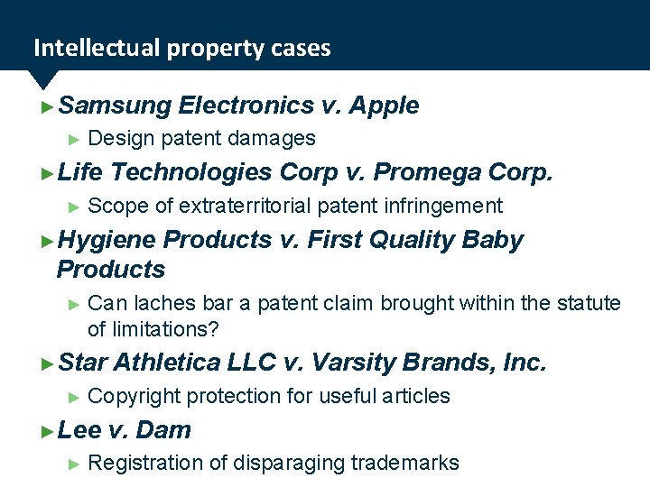 Intellectual property cases ►Samsung ► Design patent damages ►Life ► Electronics v. Apple Technologies