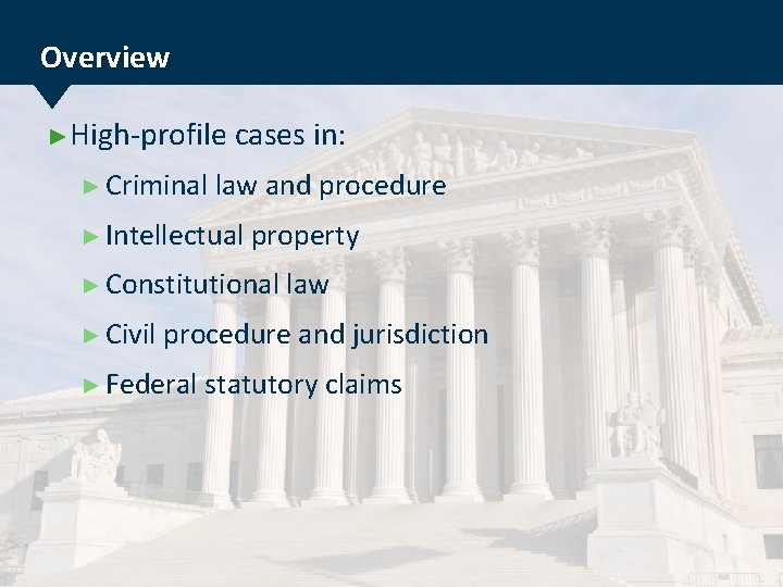 Overview ►High-profile ► Criminal cases in: law and procedure ► Intellectual property ► Constitutional