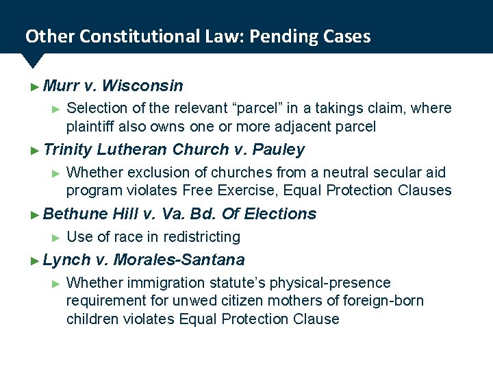 Other Constitutional Law: Pending Cases ► Murr ► v. Wisconsin Selection of the relevant