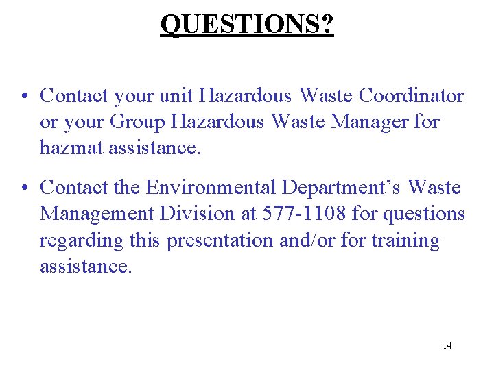 Hazardous Materials Business Plan Training Topic 4 Emergency