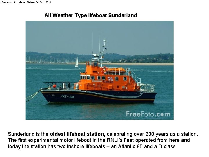 Sunderland RNLI Lifeboat Station - Call Outs - 2013 All Weather Type lifeboat Sunderland