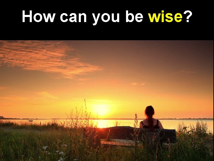 How can you be wise? 