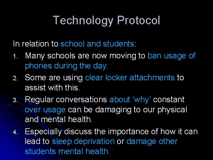 Technology Protocol In relation to school and students: 1. Many schools are now moving