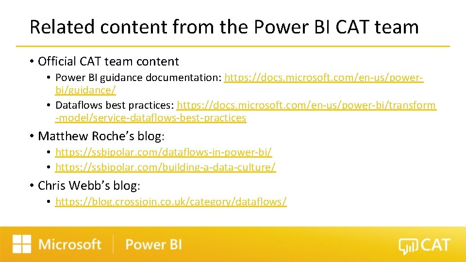 Related content from the Power BI CAT team • Official CAT team content •