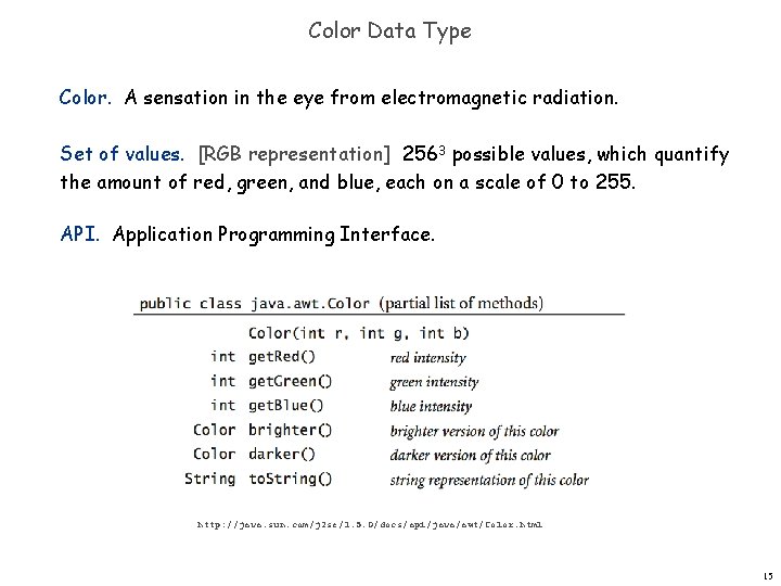 Color Data Type Color. A sensation in the eye from electromagnetic radiation. Set of Color Data Type Color. A sensation in the eye from electromagnetic radiation. Set of