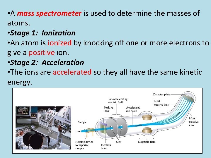  • A mass spectrometer is used to determine the masses of atoms. •