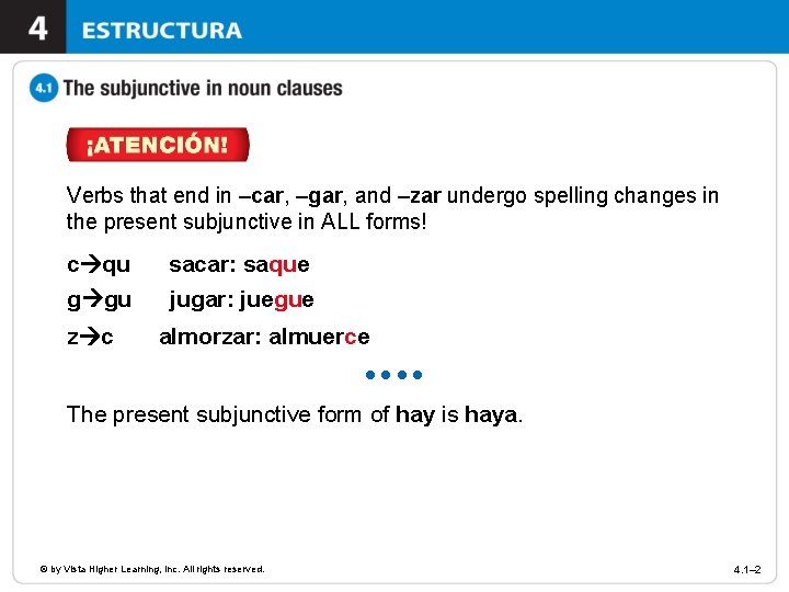 Verbs that end in –car, –gar, and –zar undergo spelling changes in the present
