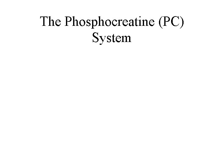 The Phosphocreatine (PC) System The Phosphocreatine (PC) System