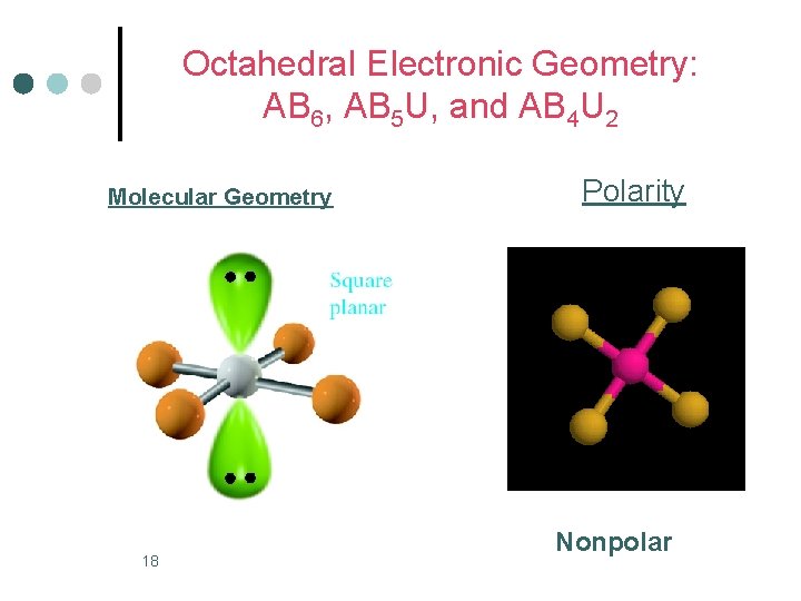 Octahedral Electronic Geometry: AB 6, AB 5 U, and AB 4 U 2 Molecular
