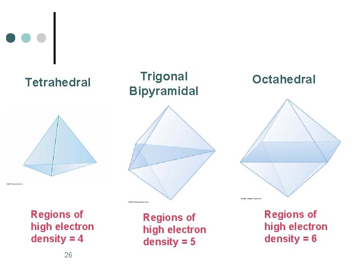 Tetrahedral Regions of high electron density = 4 26 Trigonal Bipyramidal Regions of high Tetrahedral Regions of high electron density = 4 26 Trigonal Bipyramidal Regions of high