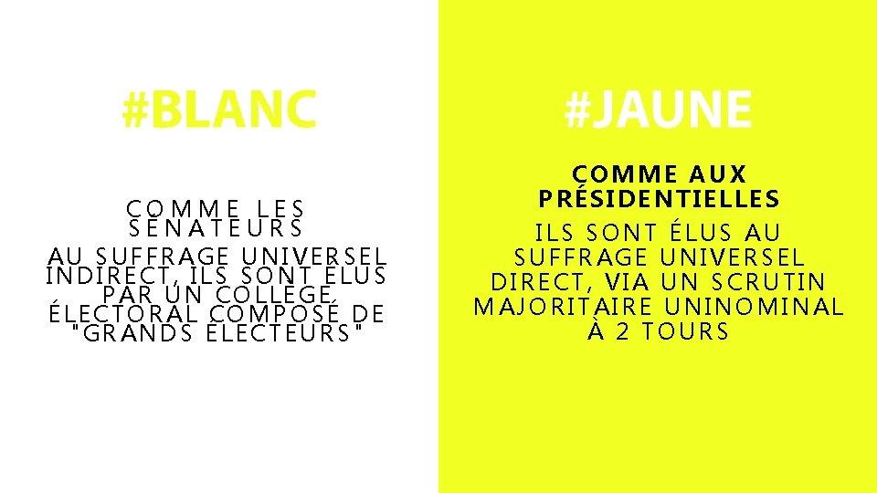 COMME LES SÉNATEURS AU SUFFRAGE UNIVERSEL INDIRECT, ILS SONT ÉLUS PAR UN COLLÈGE ÉLECTORAL