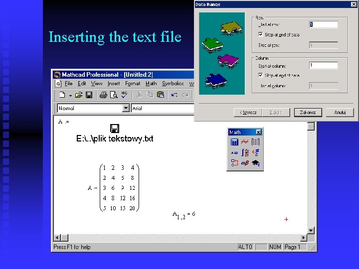 Inserting the text file 