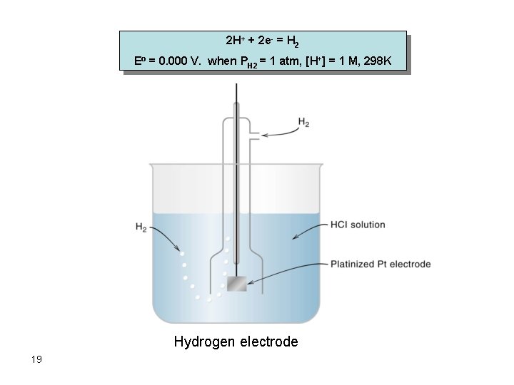 2 H+ + 2 e- = H 2 Eo = 0. 000 V. when