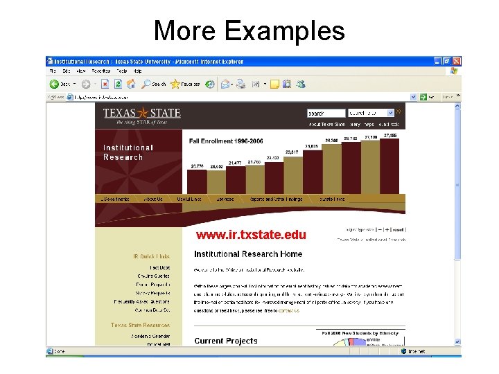 More Examples www. ir. txstate. edu 