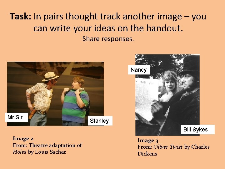 Task: In pairs thought track another image – you can write your ideas on