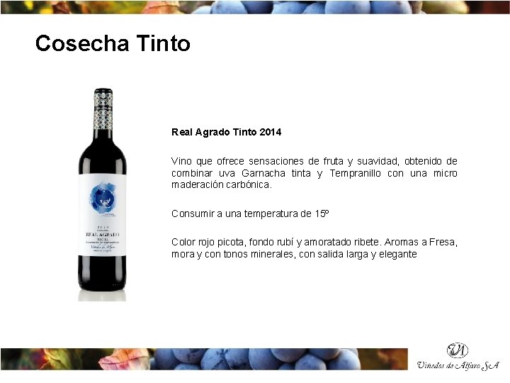 Cosecha Tinto Real Agrado Tinto 2014 Vino que ofrece sensaciones de fruta y suavidad,