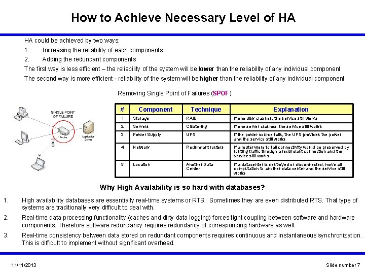 How to Achieve Necessary Level of HA HA could be achieved by two ways: How to Achieve Necessary Level of HA HA could be achieved by two ways: