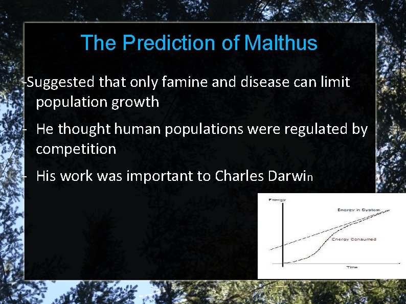 The Prediction of Malthus -Suggested that only famine and disease can limit population growth