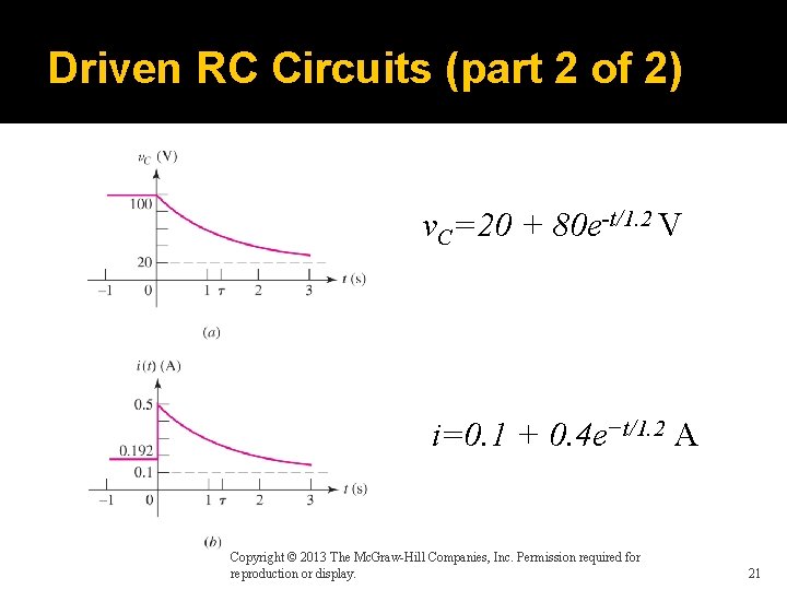 Driven RC Circuits (part 2 of 2) v. C=20 + 80 e-t/1. 2 V