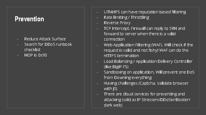 Prevention - Reduce Attack Surface Search for DDo. S runbook checklist NOP is 0