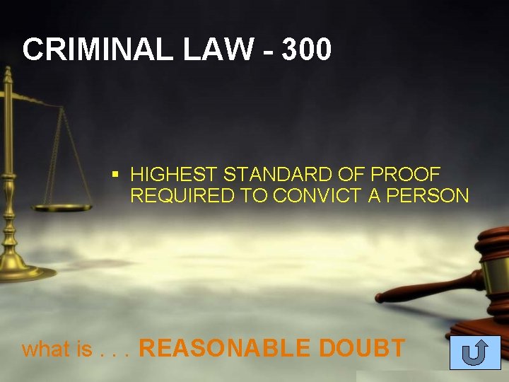 CRIMINAL LAW - 300 § HIGHEST STANDARD OF PROOF REQUIRED TO CONVICT A PERSON