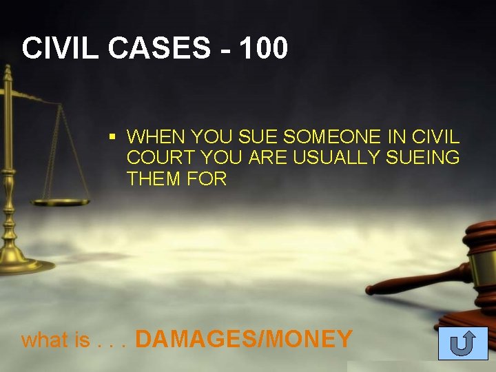 CIVIL CASES - 100 § WHEN YOU SUE SOMEONE IN CIVIL COURT YOU ARE