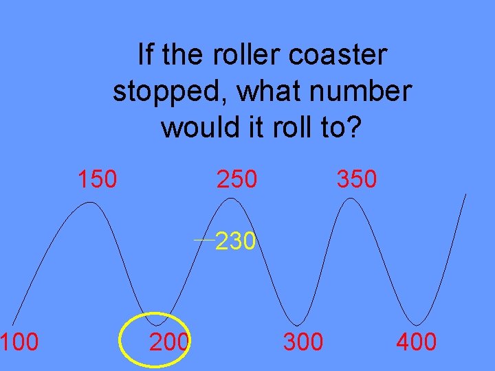 100 If the roller coaster stopped, what number would it roll to? 150 250