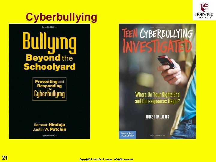 Cyberbullying 21 Copyright © 2012 M. E. Kabay. All rights reserved. 