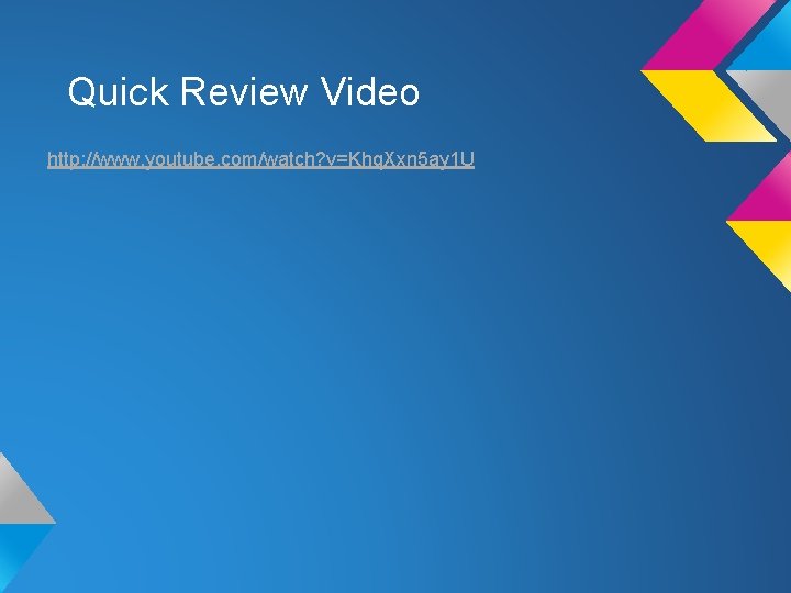Quick Review Video http: //www. youtube. com/watch? v=Khq. Xxn 5 ay 1 U Quick Review Video http: //www. youtube. com/watch? v=Khq. Xxn 5 ay 1 U