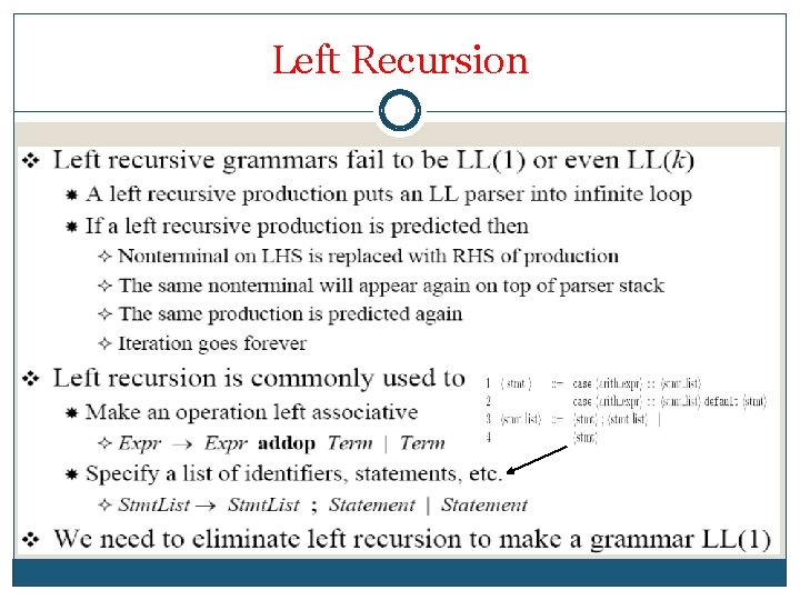 Left Recursion 