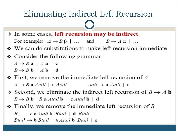 Eliminating Indirect Left Recursion 