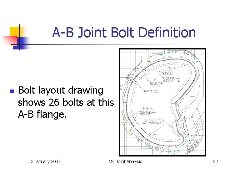 A-B Joint Bolt Definition n Bolt layout drawing shows 26 bolts at this A-B