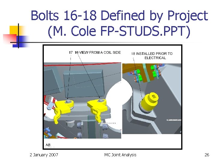 Bolts 16 -18 Defined by Project (M. Cole FP-STUDS. PPT) 2 January 2007 MC