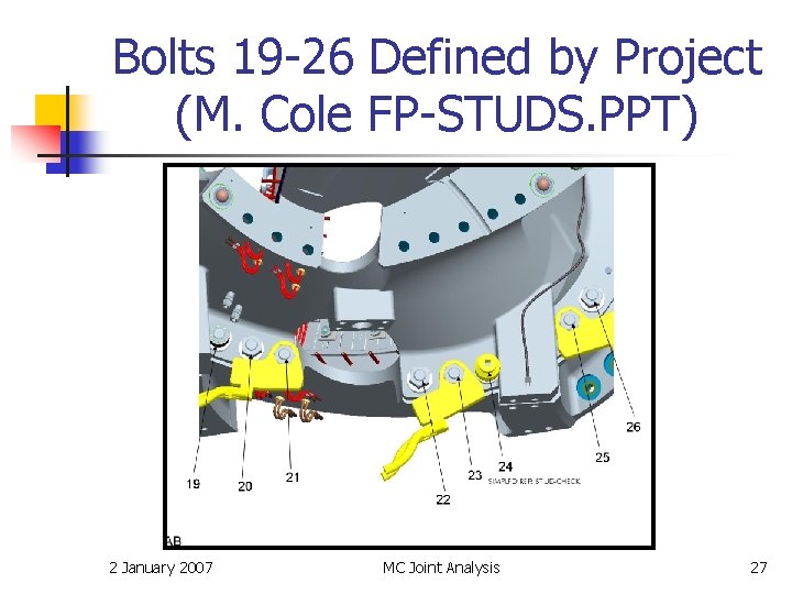 Bolts 19 -26 Defined by Project (M. Cole FP-STUDS. PPT) 2 January 2007 MC