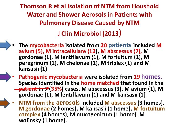 Thomson R et al Isolation of NTM from Houshold Water and Shower Aerosols in