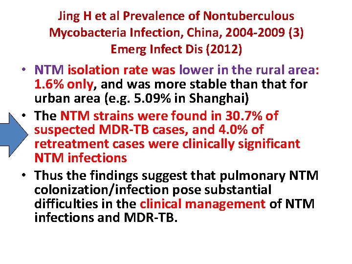 Jing H et al Prevalence of Nontuberculous Mycobacteria Infection, China, 2004 -2009 (3) Emerg