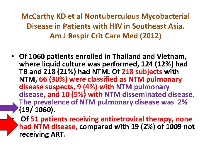 Mc. Carthy KD et al Nontuberculous Mycobacterial Disease in Patients with HIV in Southeast