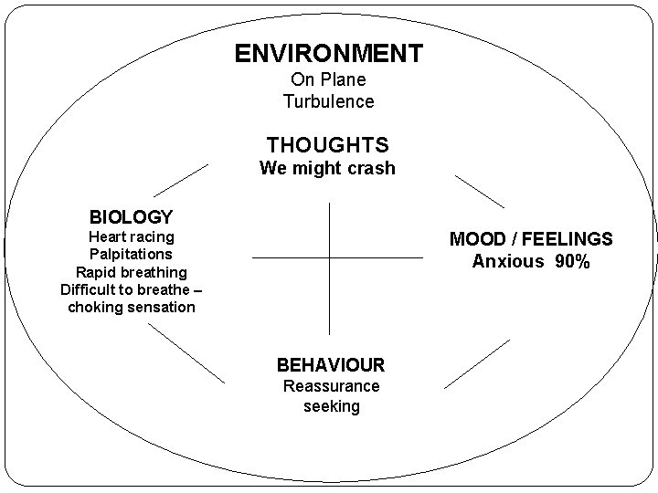 ENVIRONMENT On Plane Turbulence THOUGHTS We might crash BIOLOGY Heart racing Palpitations Rapid breathing