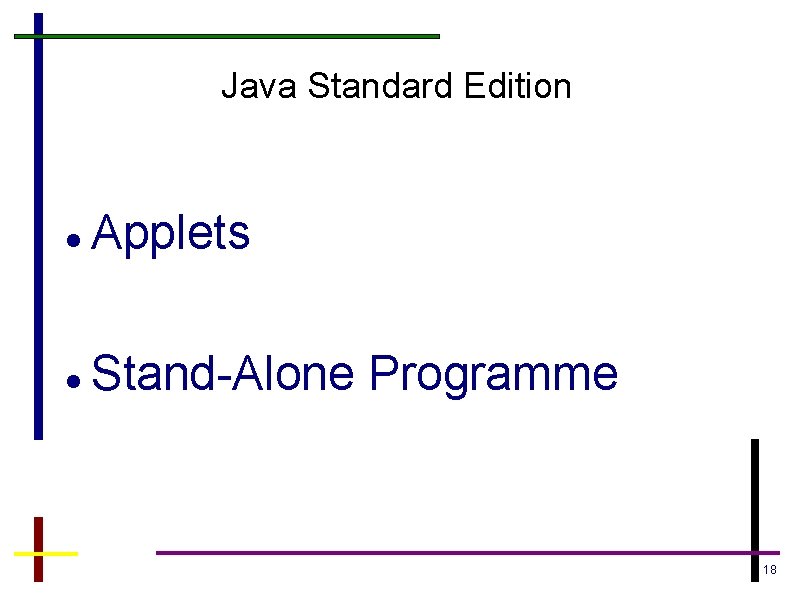 Java Standard Edition Applets Stand-Alone Programme 18 
