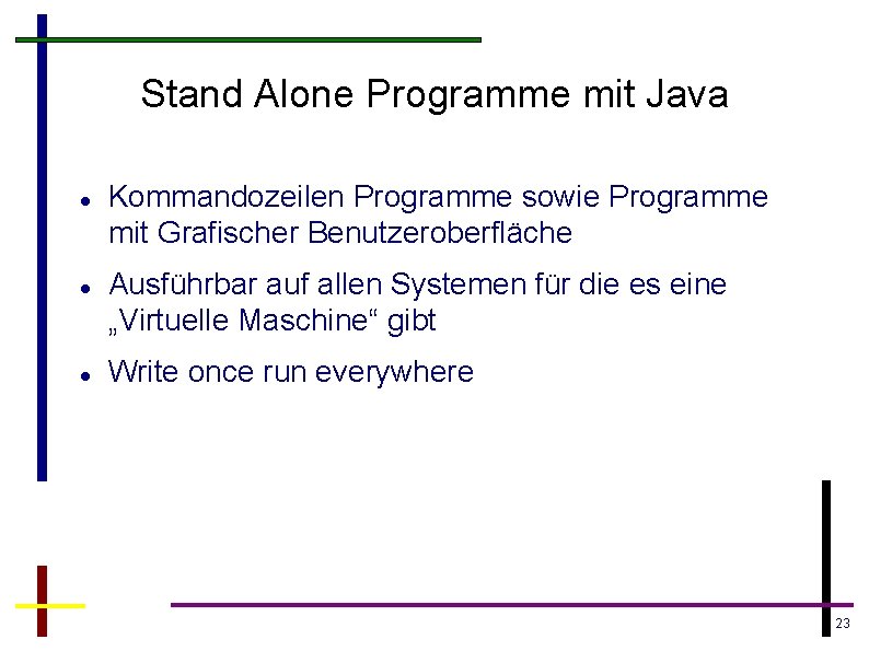 Stand Alone Programme mit Java Kommandozeilen Programme sowie Programme mit Grafischer Benutzeroberfläche Ausführbar auf