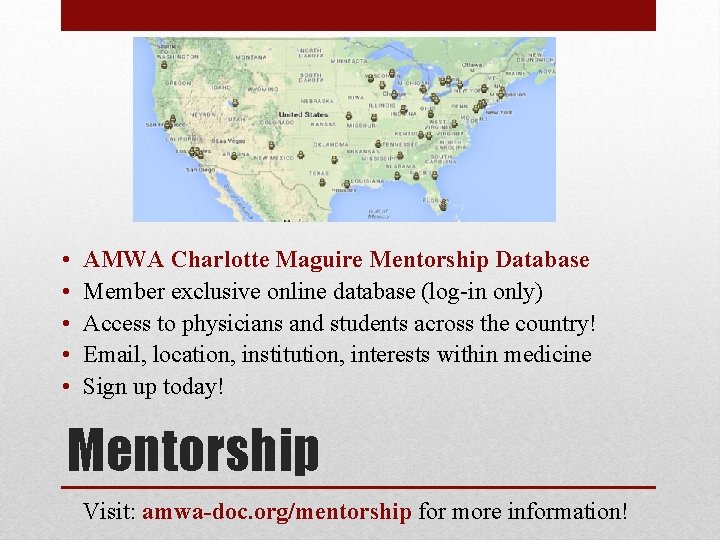  • • • AMWA Charlotte Maguire Mentorship Database Member exclusive online database (log-in